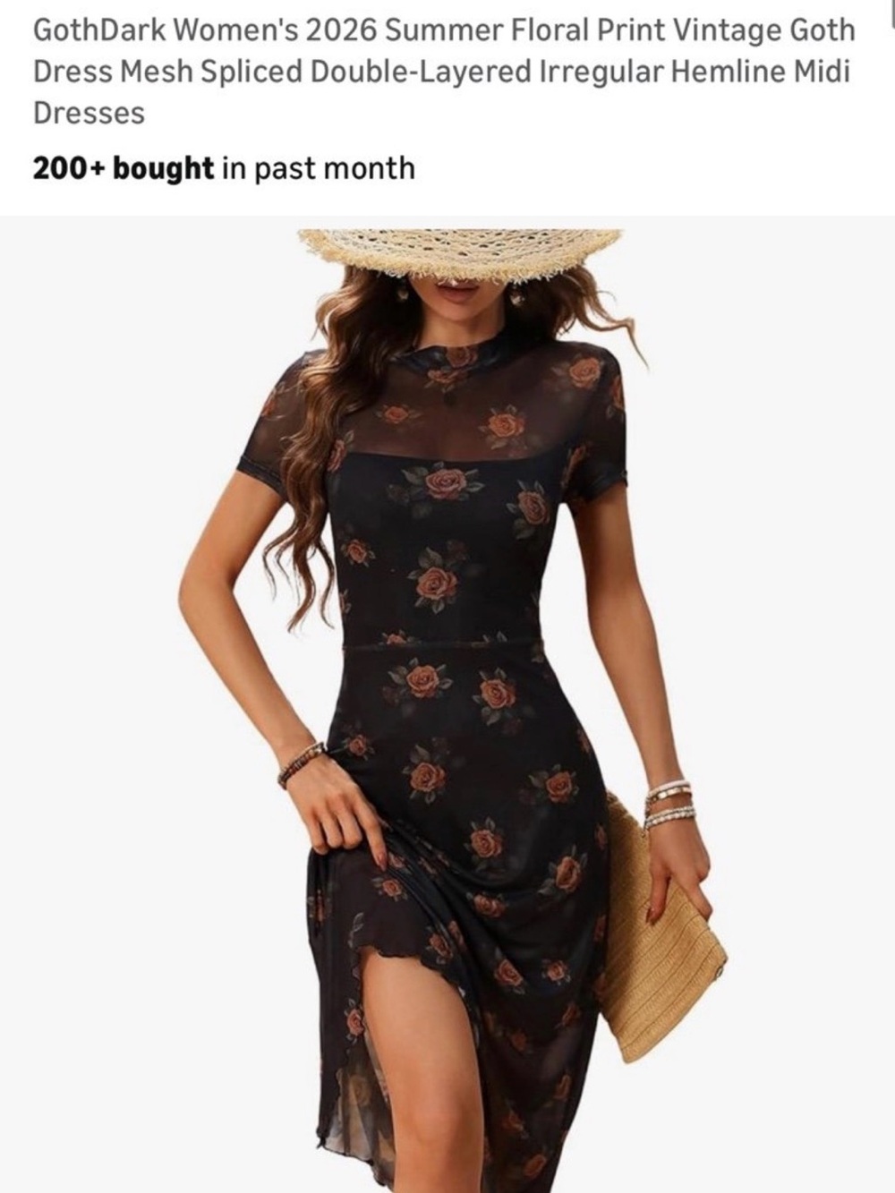 Black Mesh and Floral Dress